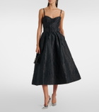 Rebecca Vallance Petra belted jacquard bustier dress