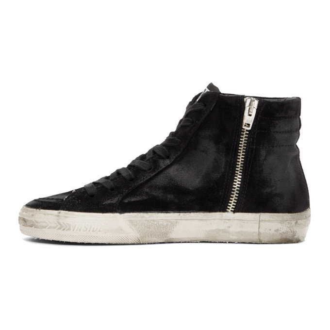 Golden Goose Black Suede Slide High-Top Sneakers Golden  display picture 1