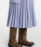 Sacai Striped cotton-blend midi skirt