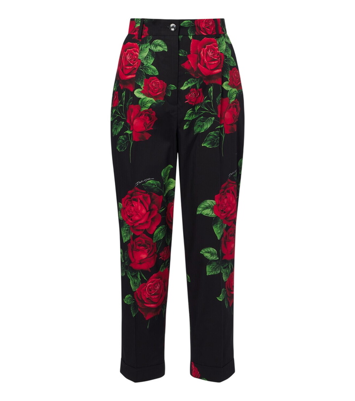 Photo: Dolce&Gabbana Floral cropped cotton straight pants