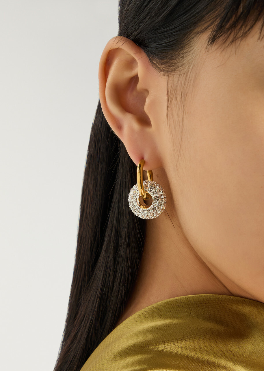 Timeless Pearly Crystal-embellished 24kt Gold-plated Hoop Earrings - One Size