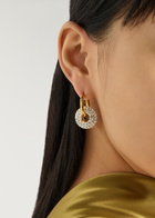 Timeless Pearly Crystal-embellished 24kt Gold-plated Hoop Earrings - One Size