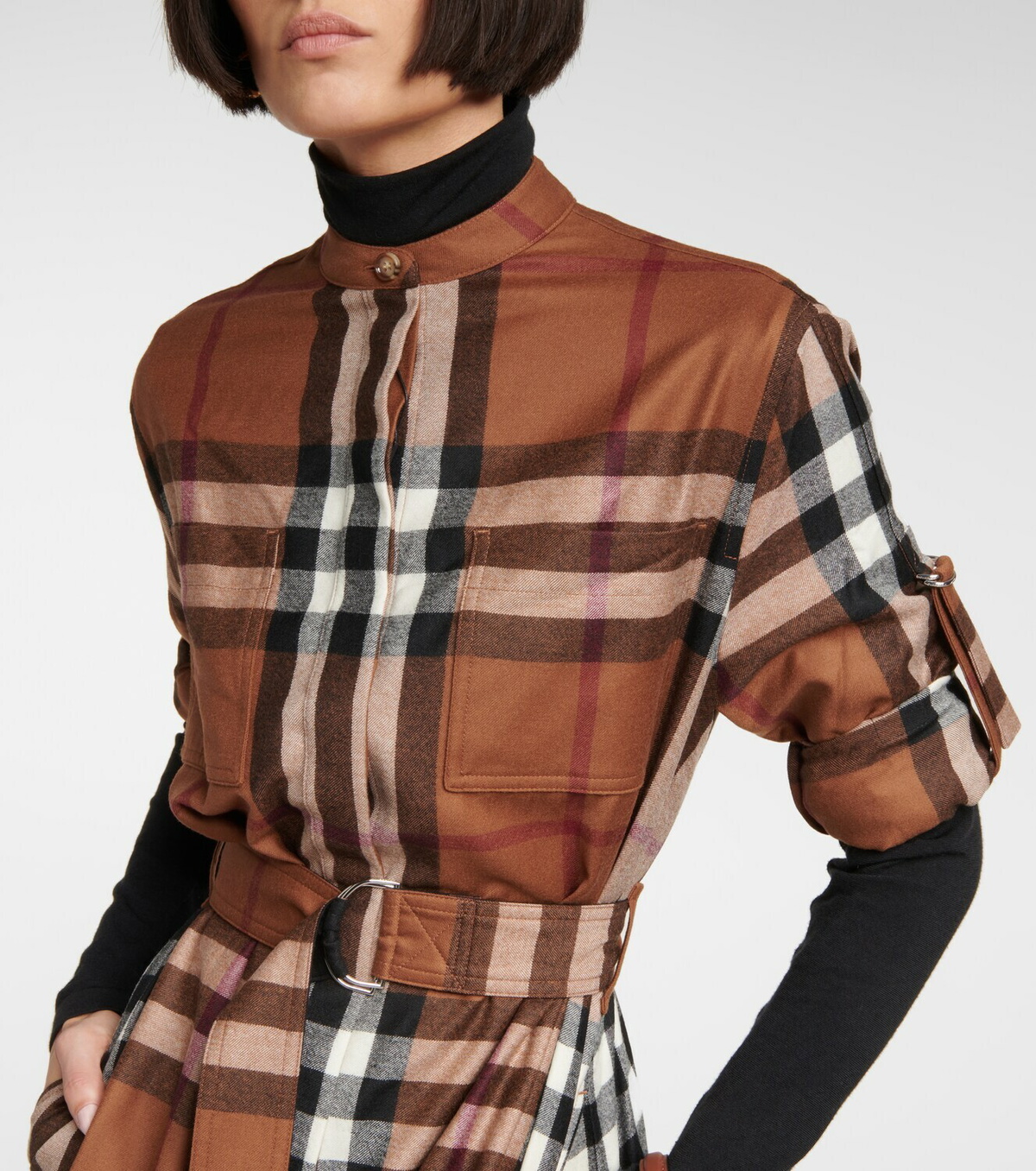 Burberry - Checked wool shirt dress