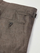 Kingsman - Straight-Leg Linen Suit Trousers - Brown
