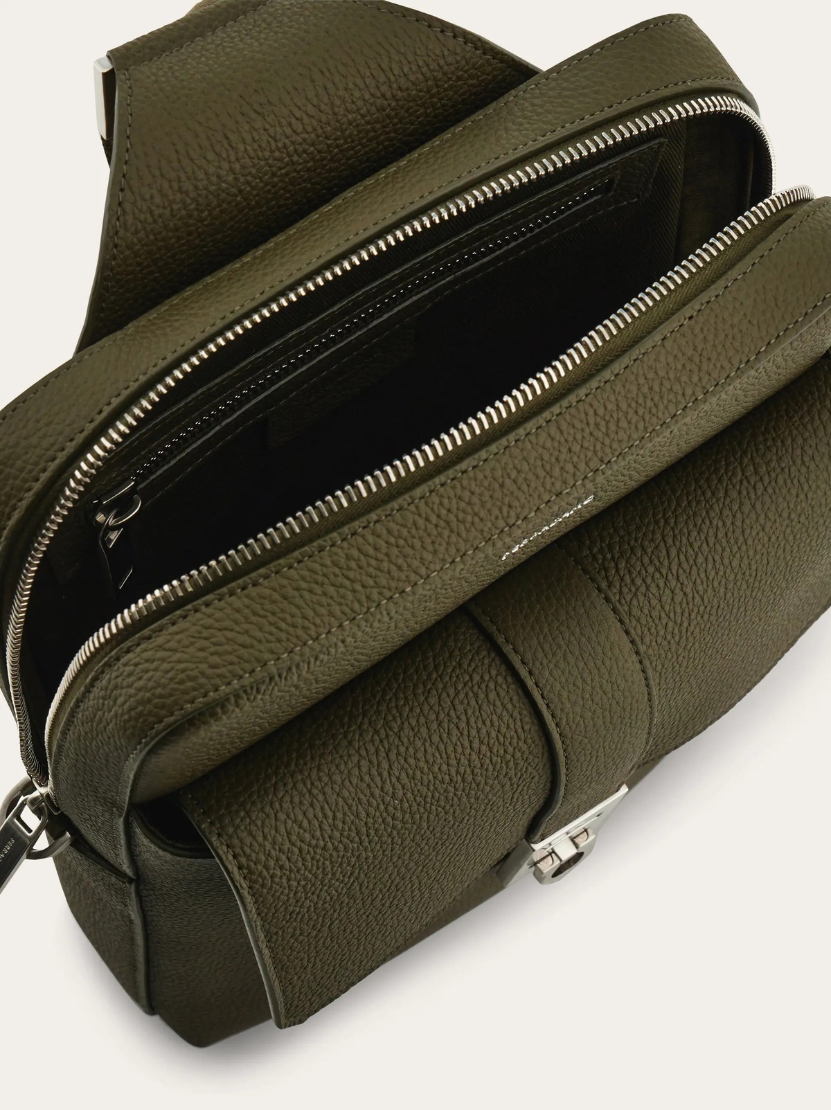 Ferragamo Mens Hug buckle sling bag in Green