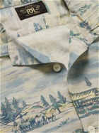 RRL - Convertible-Collar Printed Linen-Blend Shirt - Blue
