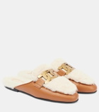 Tod's Catena shearling-lined leather slippers