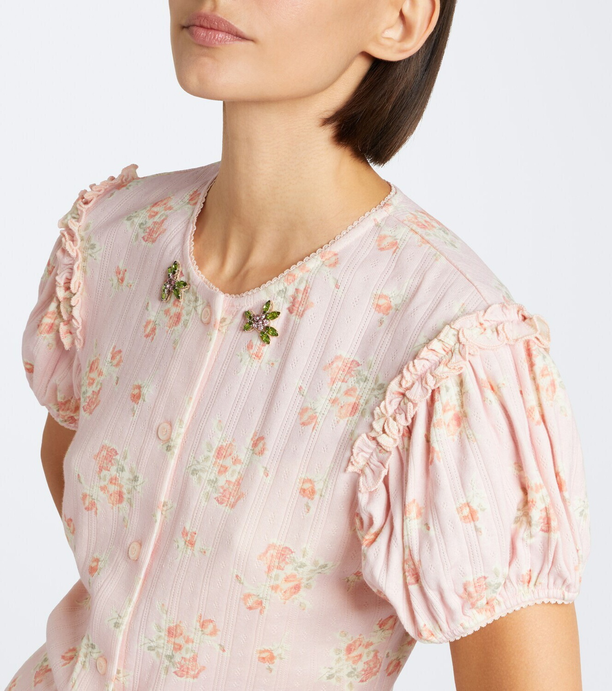 Simone Rocha Crystal-embellished floral cotton cardigan