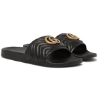 Gucci - Pursuit Logo-Embellished Quilted Leather Slides - Black