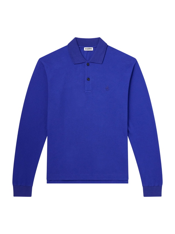 Photo: Jil Sander - Logo-Embroidered Cotton-Piqué Polo Shirt - Blue