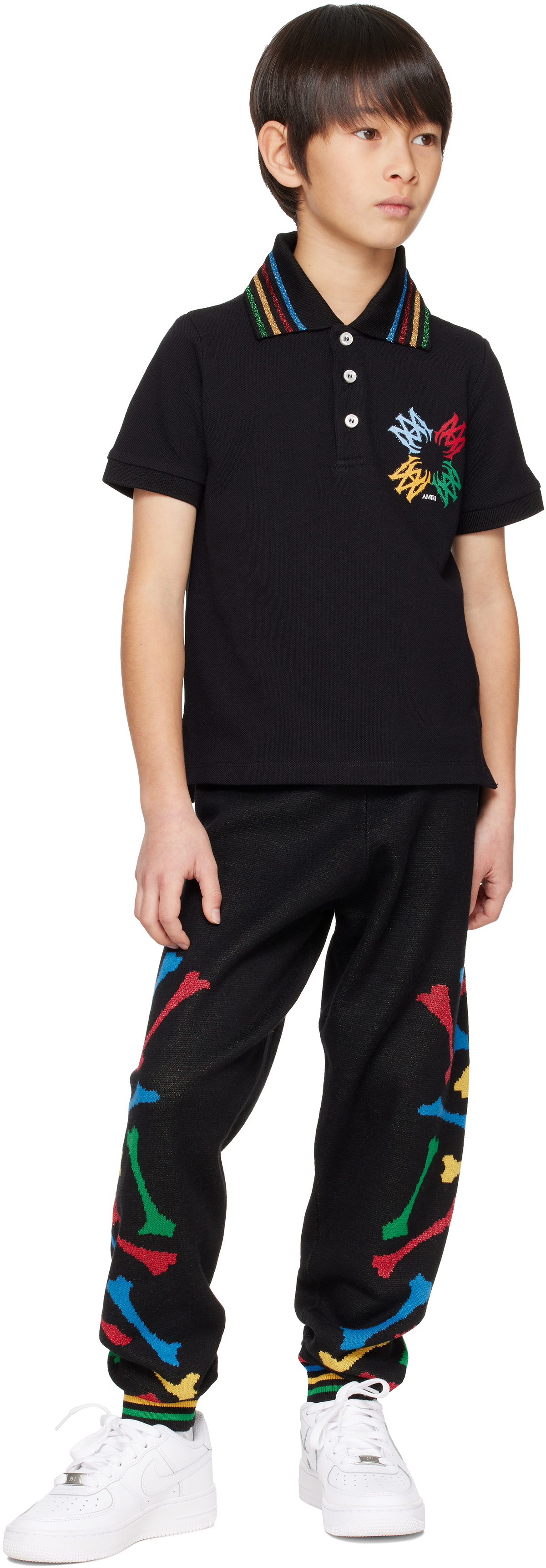 AMIRI Kids Black MA Quad Scribble Polo