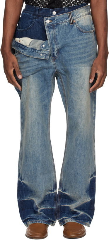 Photo: Andersson Bell Blue Asymmetric Layered Wide-Leg Jeans