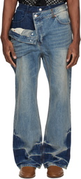 Andersson Bell Blue Asymmetric Layered Wide-Leg Jeans