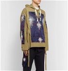 Craig Green - Embroidered Satin-Panelled Cotton-Canvas Hoodie - Green