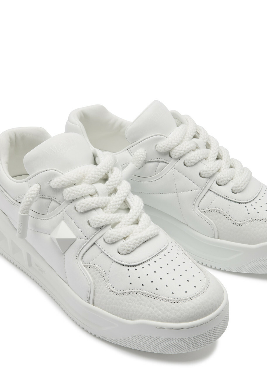 Valentino One Stud Panelled Leather Sneakers White