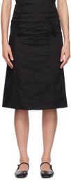 Deiji Studios Black Double Lace Up Midi Skirt