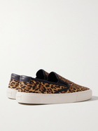 SAINT LAURENT - Venice Leather-Trimmed Leopard-Print Canvas Slip-On Sneakers - Brown - EU 45