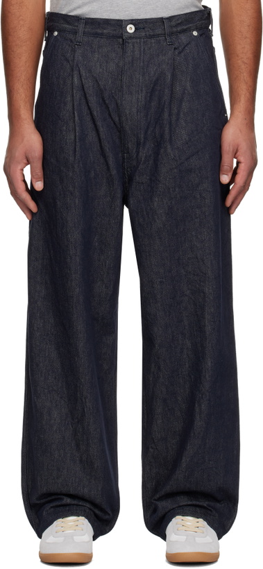 Photo: Comme des Garçons Homme Navy Cotton Reactive Denim Jeans