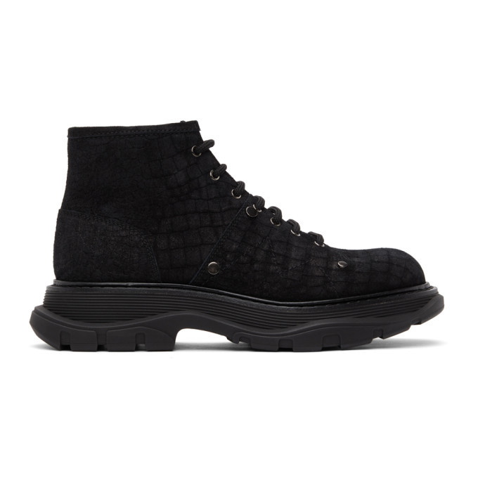 Photo: Alexander McQueen Black Croc Tread Boots