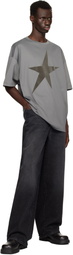 Mugler Gray Velvet Star T-shirt