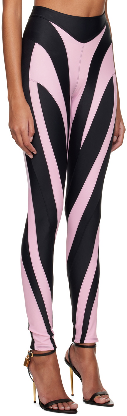 Mugler Pink & Black Spiral Leggings