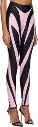 Mugler Pink & Black Spiral Leggings