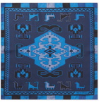 Etro - Printed Silk-Twill Pocket Square - Blue