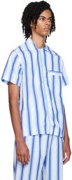 Tekla Blue Stripe Pyjama Shirt