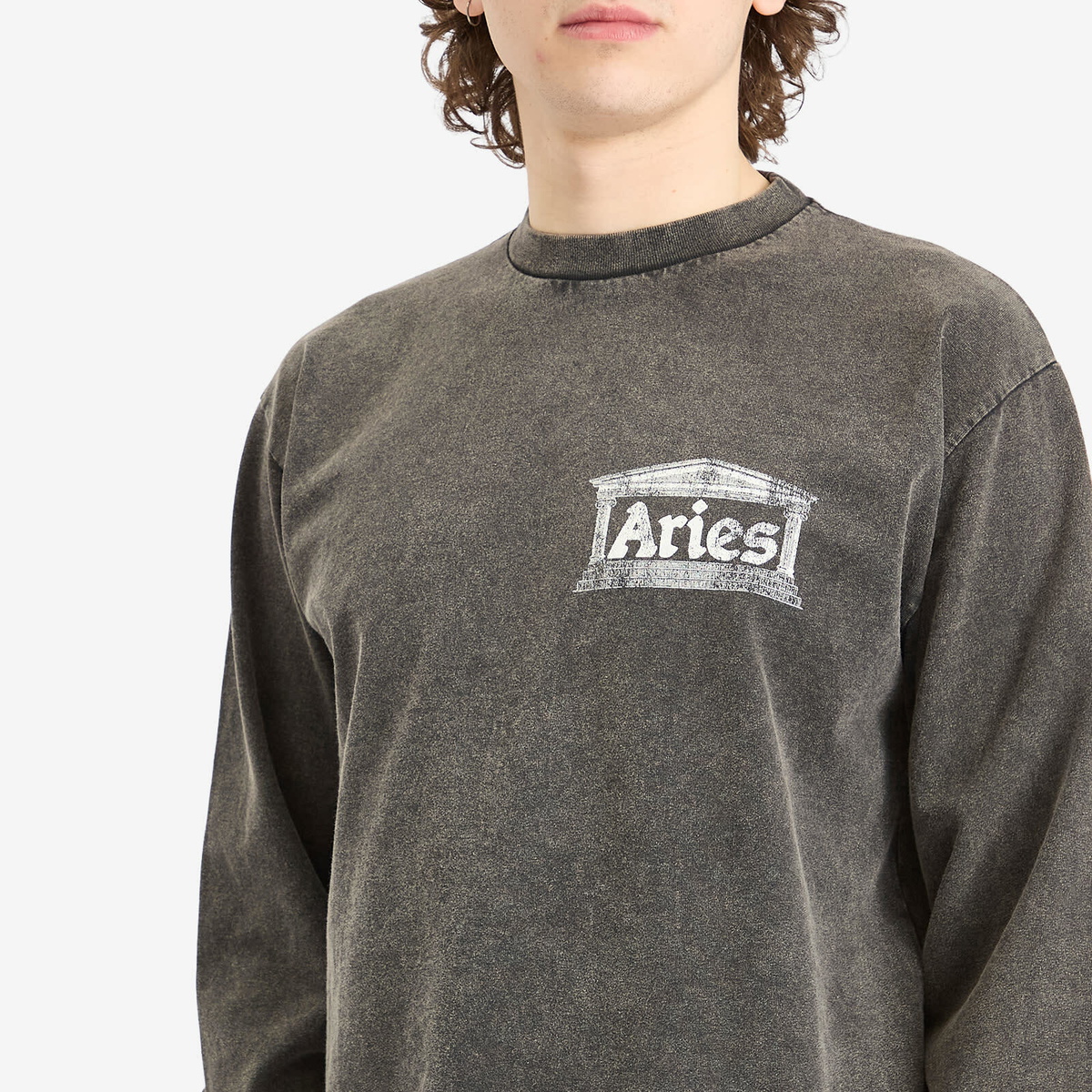 Aries Men's Aged Ancient Temple Long Sleeve T-Shirt in Black