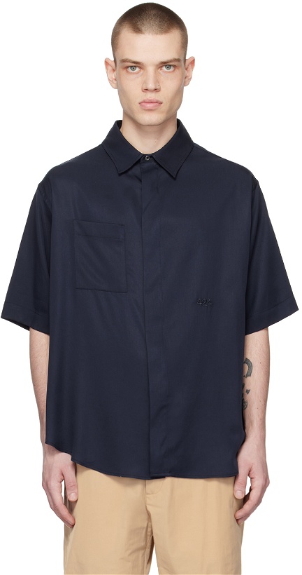 Photo: 424 Navy Embroidered Shirt