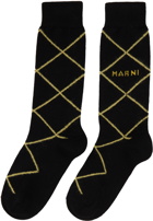 Marni Black Check Socks