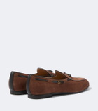 Valentino Garavani VLogo leather-trimmed suede loafers
