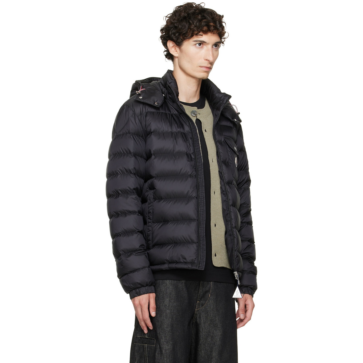 Moncler Black Verith Hooded Short Down Jacket
