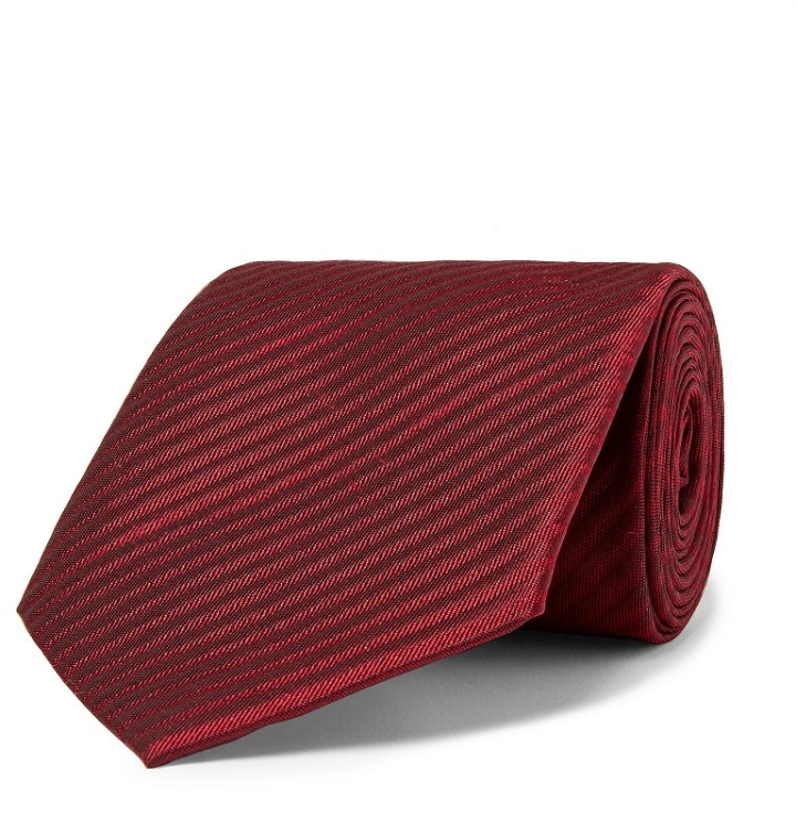 Photo: Giorgio Armani - 8cm Striped Silk-Jacquard Tie - Red