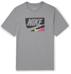 Nike - Core 1 Logo-Print Mélange Cotton-Jersey T-Shirt - Gray