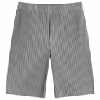 Homme Plissé Issey Miyake Men's Pleated Shorts in Warm Grey