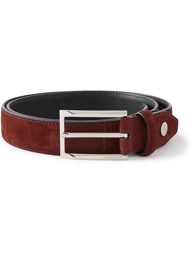 Photo: Brioni - 3cm Reversible Leather and Suede Belt - Brown