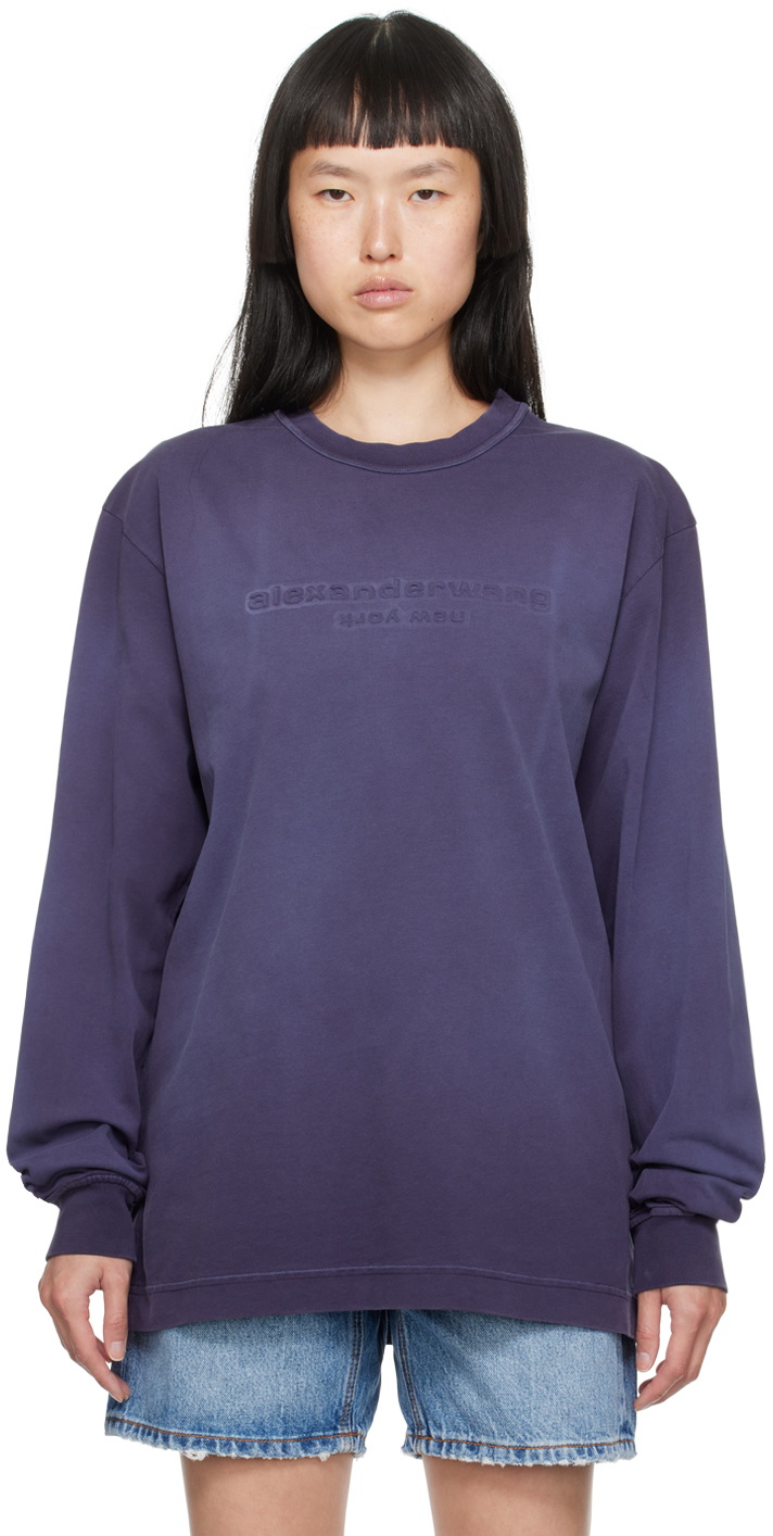 Alexander Wang Purple Embossed Long Sleeve T-Shirt Alexander Wang