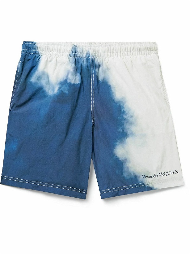 Photo: Alexander McQueen - Straight-Leg Long-Length Printed Swim Shorts - Blue