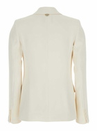 TwinSet Beige Single-breasted Jacket With Notched Revers In Viscose Blend Stretch Woman
