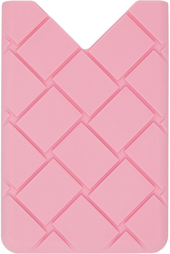 Photo: Bottega Veneta Pink Intrecciato Card Case