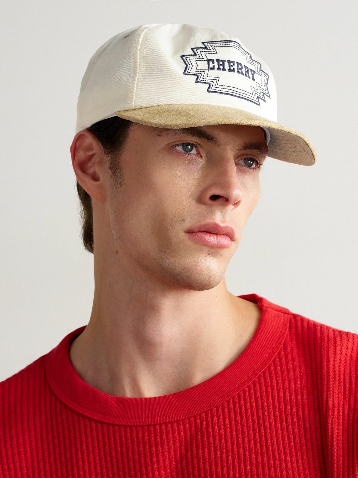 Cherry Los Angeles - Navajo Suede-Trimmed Logo-Embroidered Twill Baseball Cap