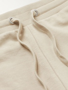 AMI PARIS - Tapered Logo-Embroidered Organic Cotton-Jersey Track Pants - Neutrals