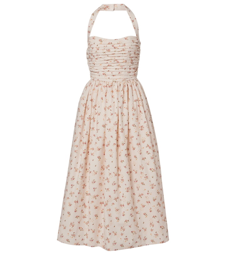 white christmas dresses Markarian - Markarian Rousseau Floral Brocade Midi Dress in Burgundy Metallic Daisy 2 main image 1