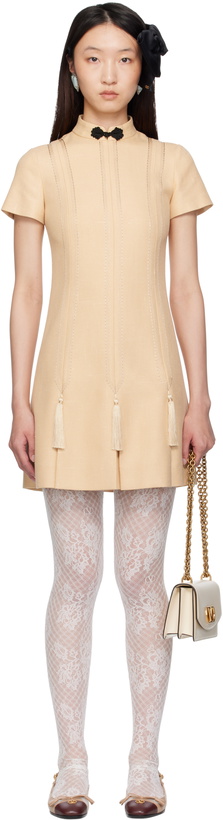 Photo: Valentino Beige Rustic Silk Minidress