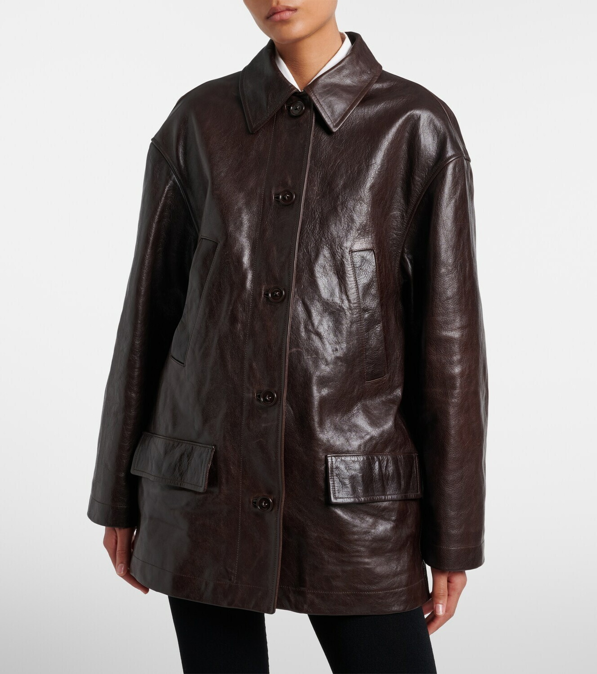 Balenciaga Oversized leather car coat