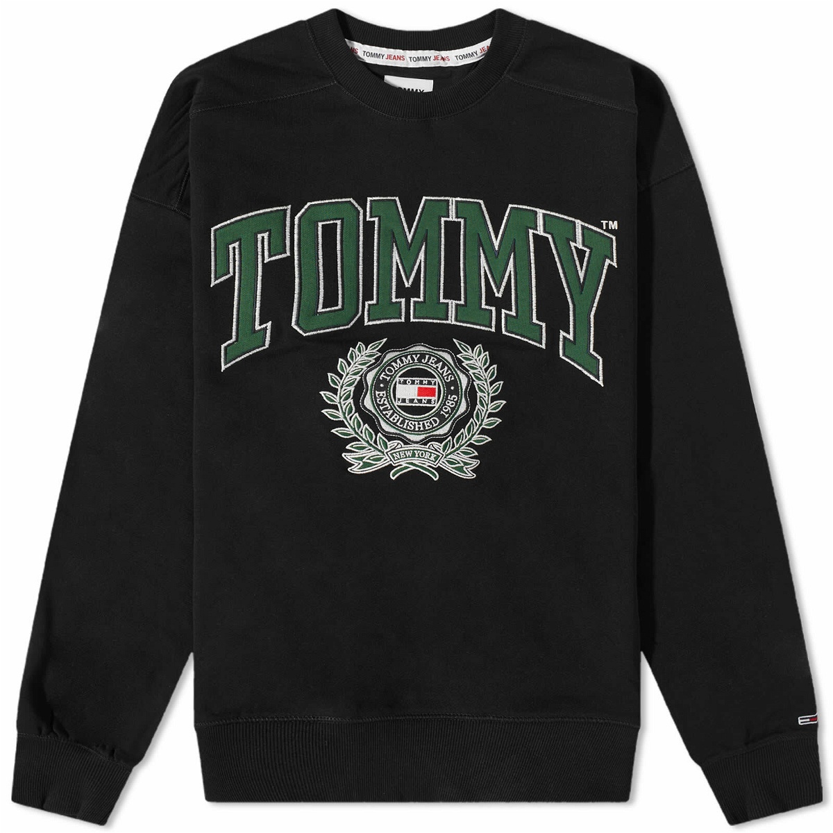 Tommy Jeans Men's Boxy College Crew Sweat in Black Tommy Jeans