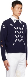 Stefan Cooke Navy Laurel Slash Sweater