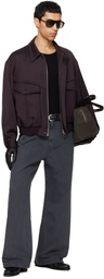 TONYWACK Burgundy Wool Viscose Bomber Jacket
