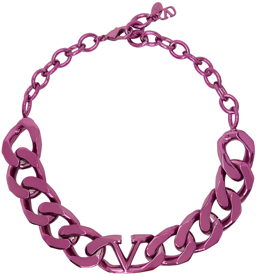 Valentino Garavani Pink VLogo Necklace Valentino Garavani